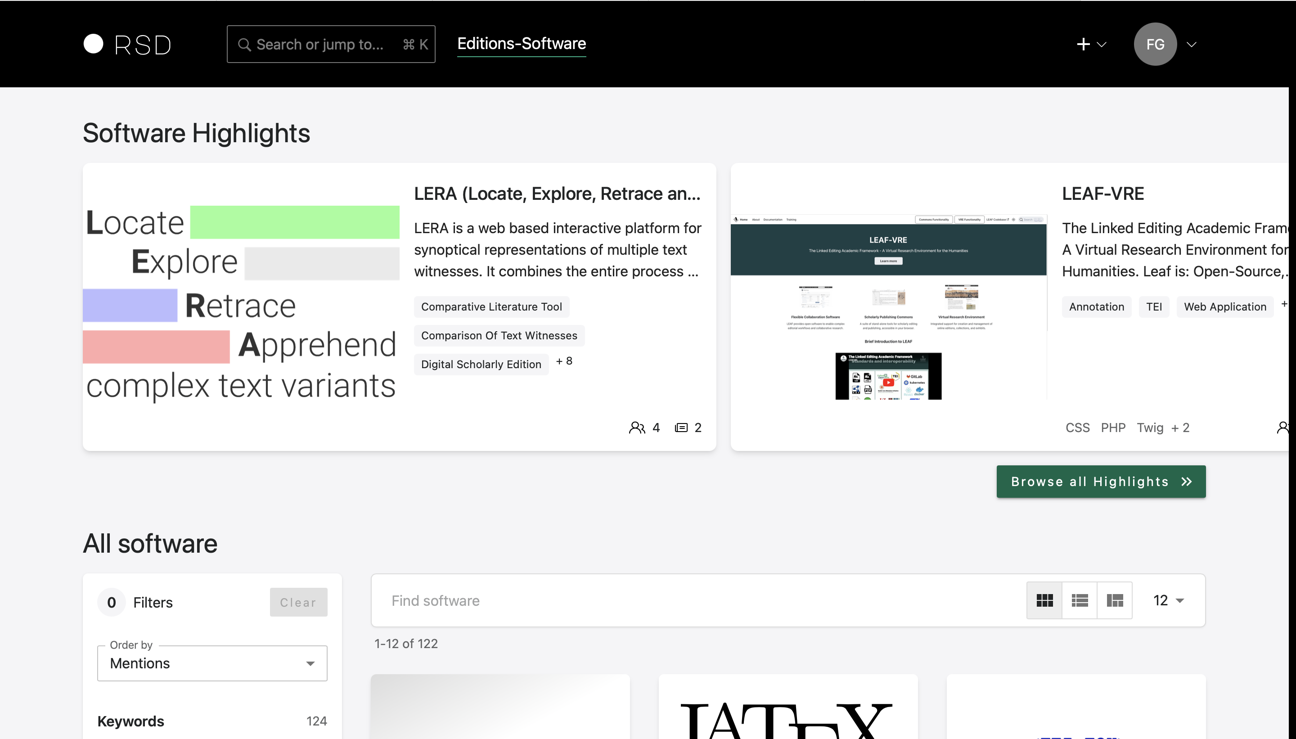 Thumbnail for service Research Software Directory for Editions Tools