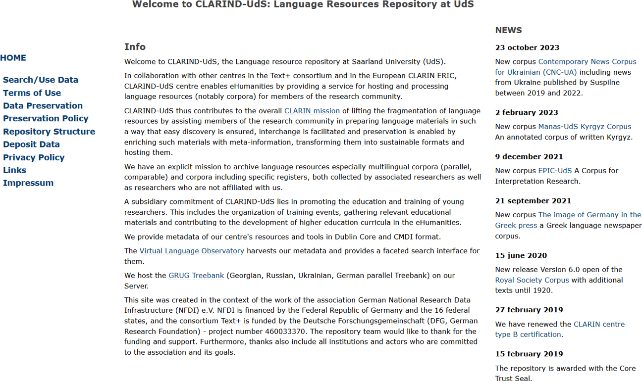 Thumbnail for service CLARIND-UdS Repository (Saarbrücken)