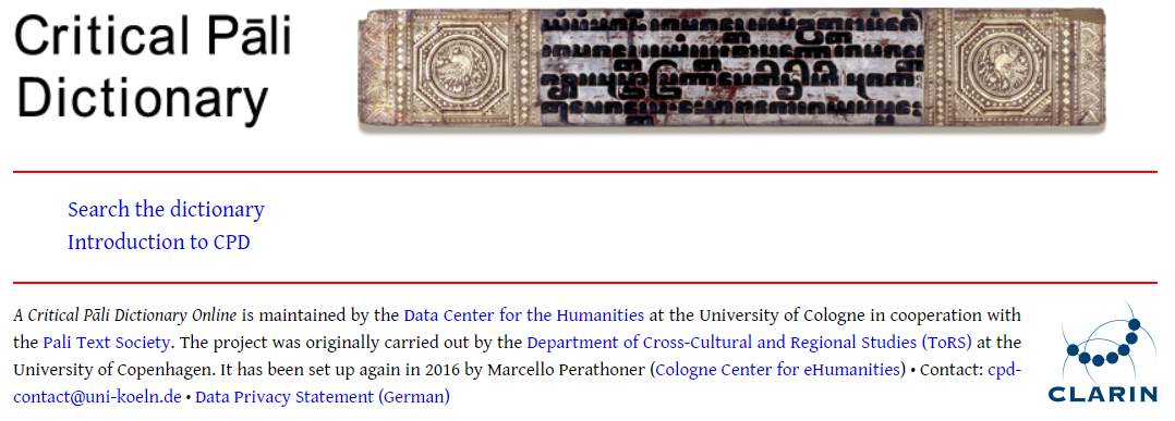 Thumbnail for service Critical Pāli Dictionary Online
