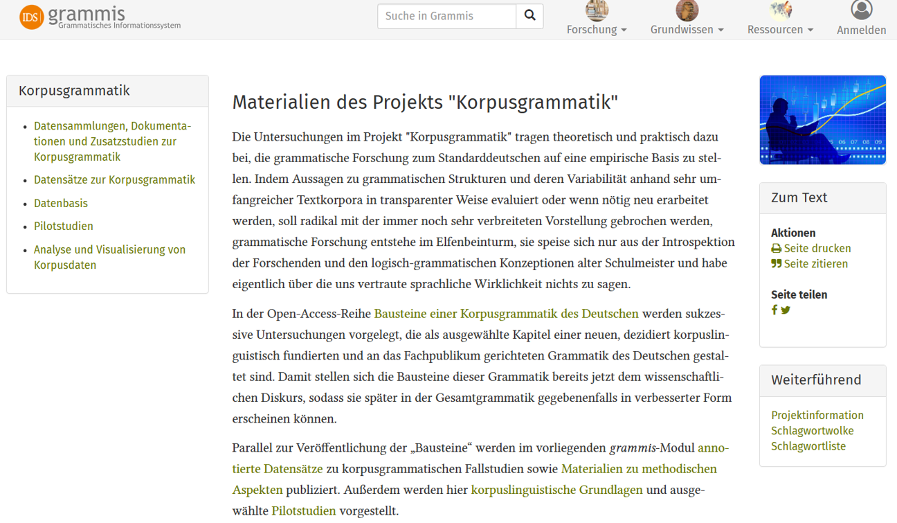 Thumbnail for service grammis - Korpusgrammatik