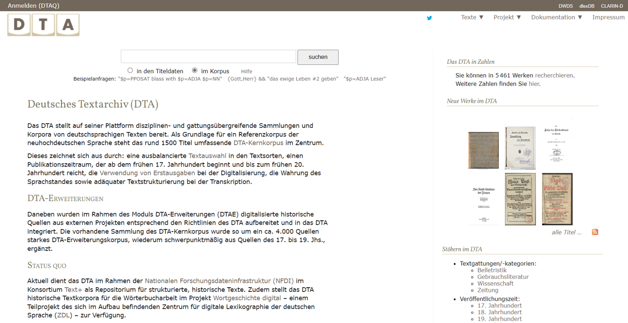 Thumbnail for service Deutsches Textarchiv (DTA)