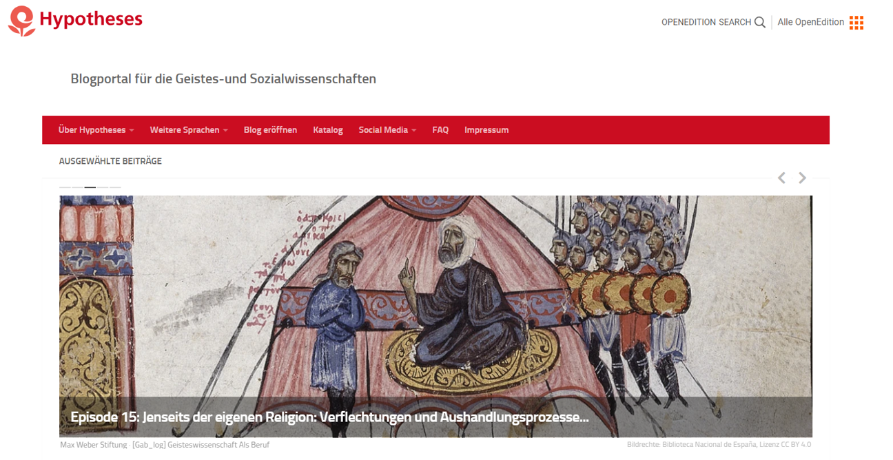 Thumbnail for service DARIAH-DE and OPERAS-GER academic blogging with Hypotheses