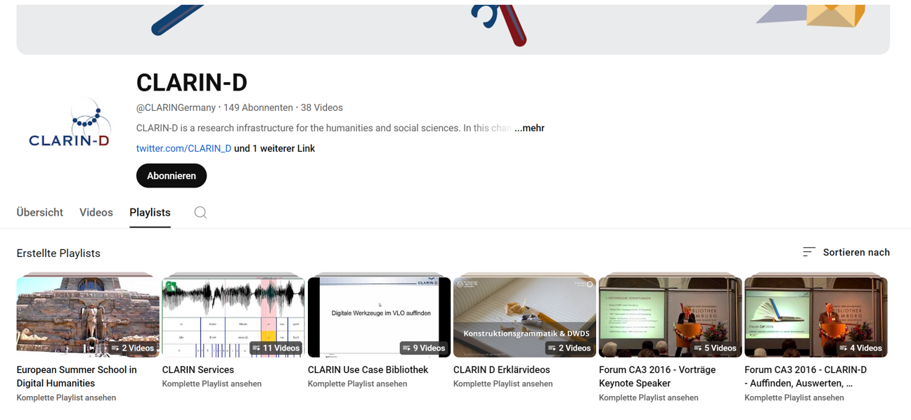 Thumbnail for training material CLARIN-D YouTube Channel