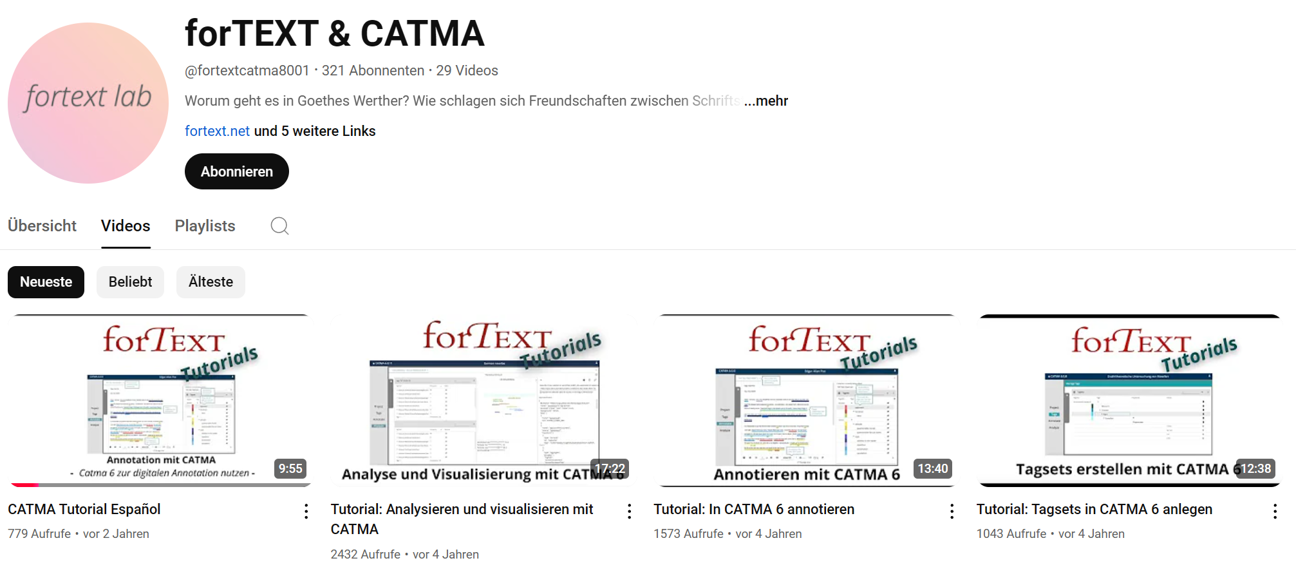 Thumbnail for training material forTEXT & CATMA - YouTube Channel