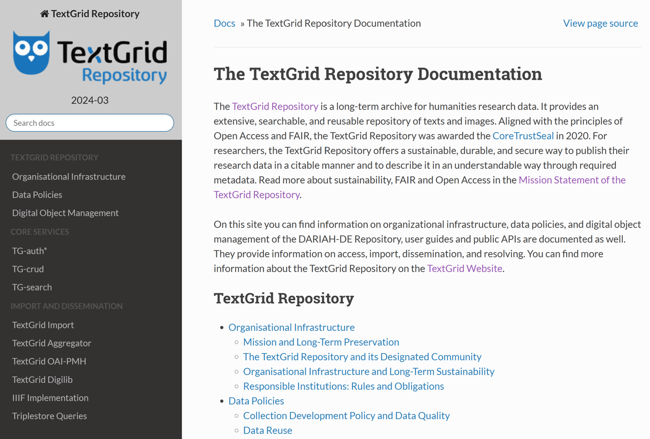 Thumbnail for training material The TextGrid Repository Documentation