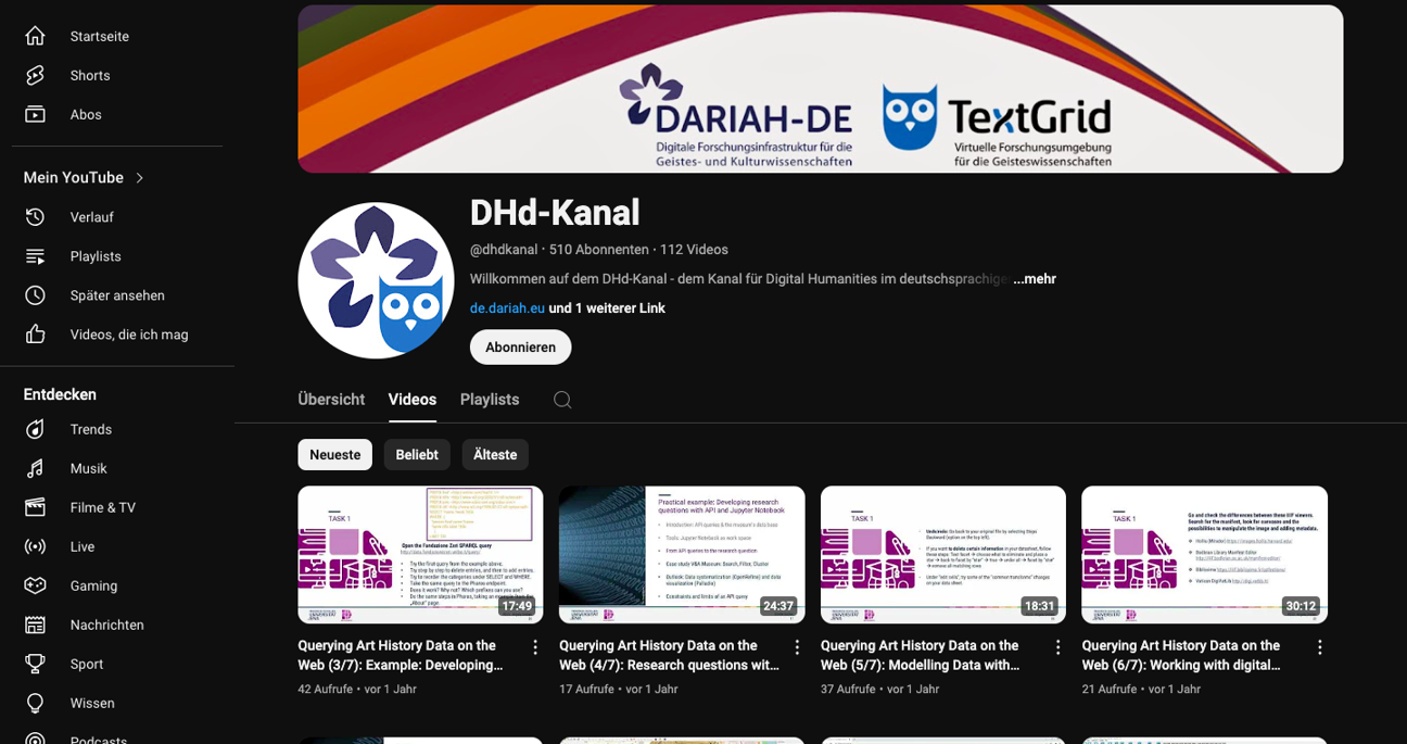 Thumbnail for training material DHd - YouTube Channel