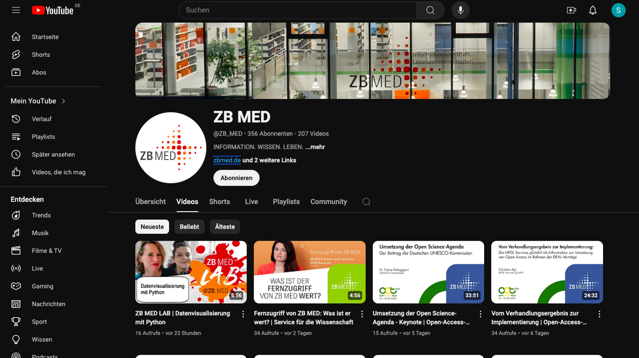 Thumbnail for training material ZB MED - YouTube Channel